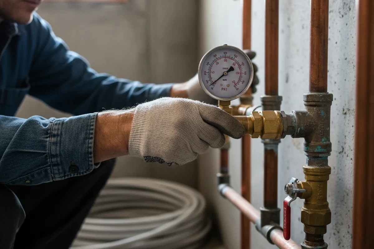 Pressure testing a repaired line during Water Line Repair in Woodbridge